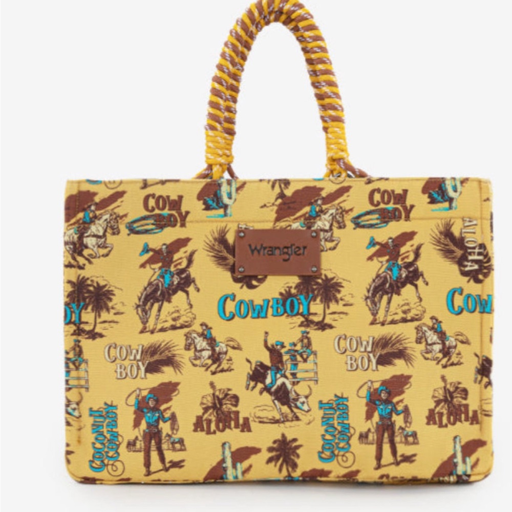 Wrangler Yellow Cowboy Print Tote